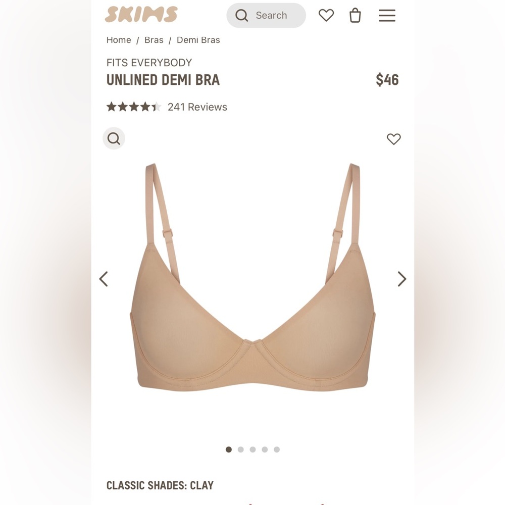 SKIMS Fits Everybody Unlined Demi Bra - NWT 36C CLAY